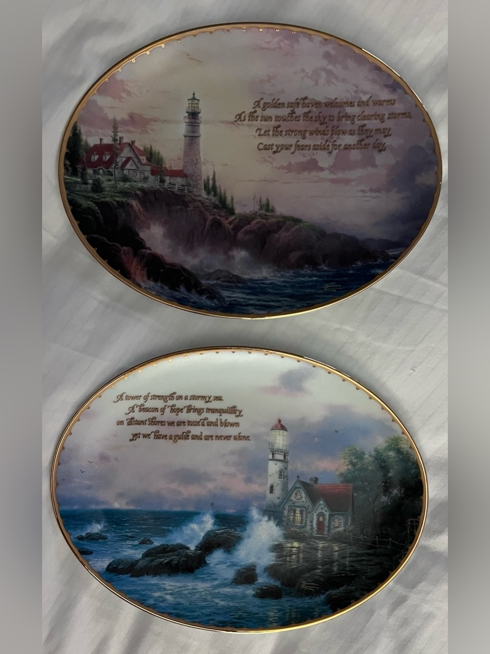 Thomas Kinkade Guiding Lights Lighthouse Plates Set of 2 Bradford Exchange